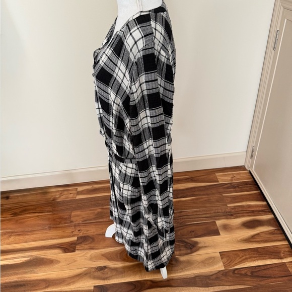 LANE BRYANT Flannel Plaid Shirtdress Black White Tie Waist Plus Size 22 - Picture 5 of 10